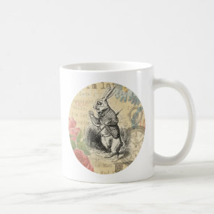 Weißes Kaninchen Alice Abenteuer Wunderland Kunst Kaffeetasse
