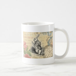 Weißes Kaninchen Alice Abenteuer Wunderland Kunst Kaffeetasse