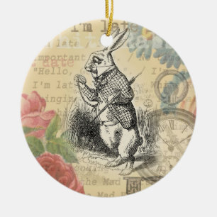 Weißes Kaninchen Alice Abenteuer Wunderland Kunst Keramikornament