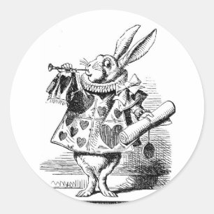 Weißes Kaninchen Alice Im Wunderland Herald Sticke Runder Aufkleber