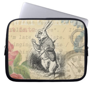 Weißes Kaninchen Alice im Wunderland Kunst Laptopschutzhülle
