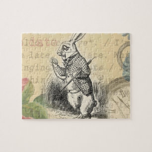 Weißes Kaninchen Alice im Wunderland Kunst Puzzle