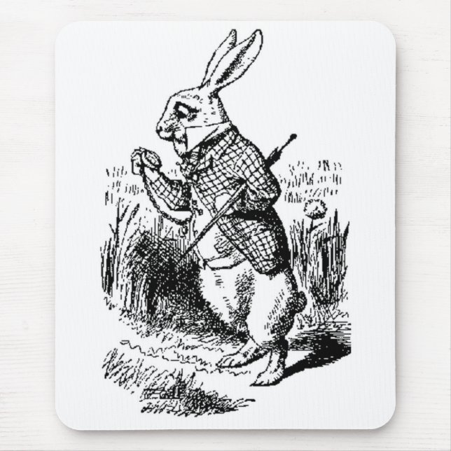 Weißes Kaninchen - Alice im Wunderland Mousepad (Vorne)