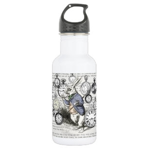 Weißes Kaninchen Alice im Wunderland Uhren Kunst Edelstahlflasche