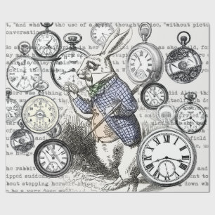 Weißes Kaninchen Alice im Wunderland Uhren Kunst Geschenkpapier