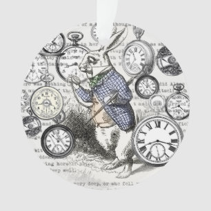 Weißes Kaninchen Alice im Wunderland Uhren Kunst Ornament