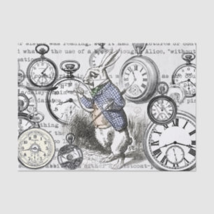 Weißes Kaninchen Alice im Wunderland Uhren Kunst Seidenpapier