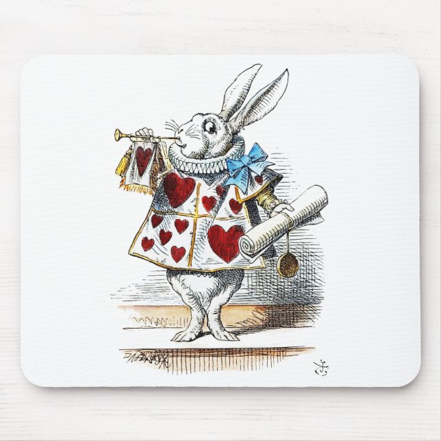 Weißes Kaninchen Alice Wunderland Herz Mousepad (Vorne)