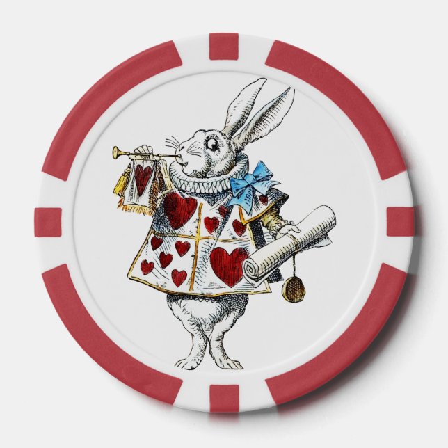 Weißes Kaninchen Alice Wunderland Herz Pokerchips (Vorderseite)