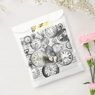 Weißes Kaninchen Alice Wunderland Uhren Kunst Geschenktütchen