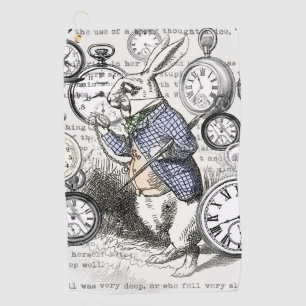 Weißes Kaninchen Alice Wunderland Uhren Kunst Golfhandtuch