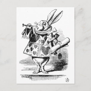 Weißes Kaninchen als Herold verkleidet Postkarte