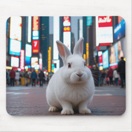 Weißes Kaninchen auf dem Times Square Mousepad