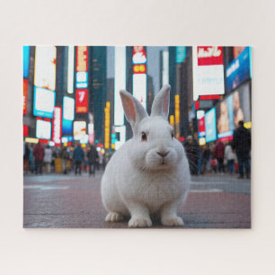 Weißes Kaninchen auf dem Times Square Puzzle