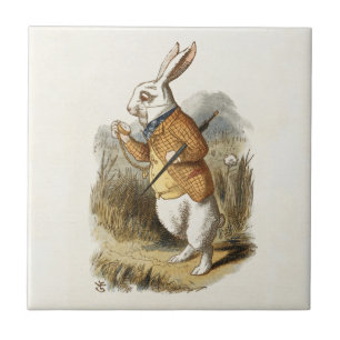 Weißes Kaninchen aus Alice im Wunderland Vintage-K Fliese
