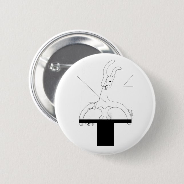 Weißes Kaninchen aus einem Top Hut Button (Vorne & Hinten)