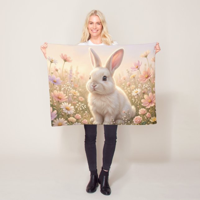 Weißes Kaninchen Fleecedecke (Beispiel)