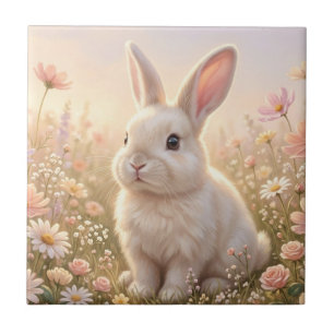 Weißes Kaninchen Fliese