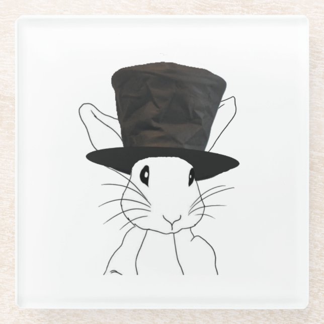 Weißes Kaninchen Glasuntersetzer (Vorderseite)