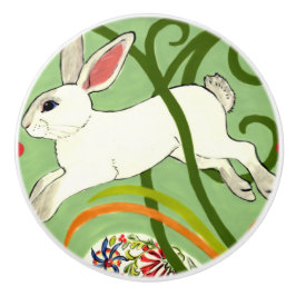 Weißes Kaninchen Grüne Art Deco Weinkeller Schubla Keramikknauf