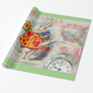 Weißes Kaninchen Herz Alice Classic Geschenkpapier