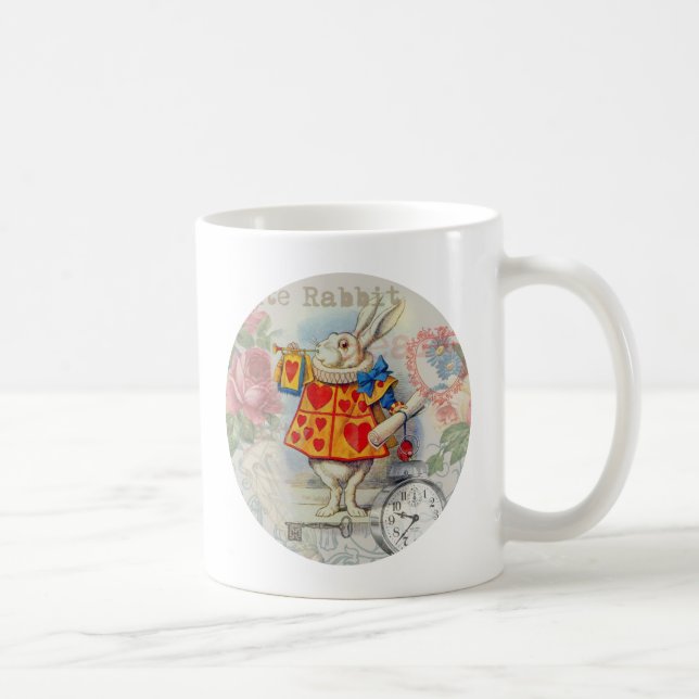 Weißes Kaninchen Herz Alice Classic Kaffeetasse (Rechts)