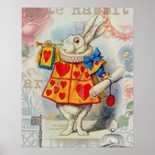 Weißes Kaninchen Herz Alice Classic Poster
