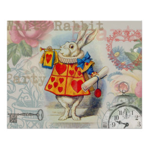 Weißes Kaninchen Herz Alice Classic Poster