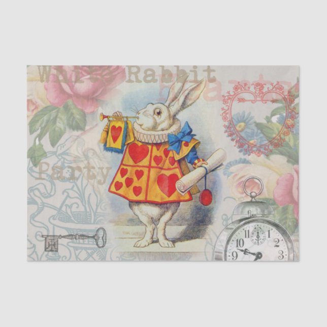Weißes Kaninchen Herz Alice Classic Seidenpapier (Vorderseite)