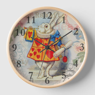 Weißes Kaninchen Herz Alice Classic Uhr