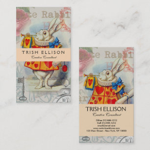 Weißes Kaninchen Herz Alice Classic Visitenkarte