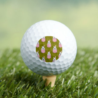 Weißes Kaninchen im rosa Taschenmuster Golfball
