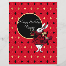 Weißes Kaninchen in Red Birthday Scrapbook Paper