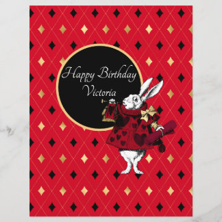 Weißes Kaninchen in Red Birthday Scrapbook Paper