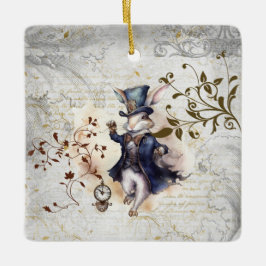 Weißes Kaninchen Keramikornament