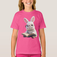 Weißes Kaninchen Lesen eines Kids-T - Shirt
