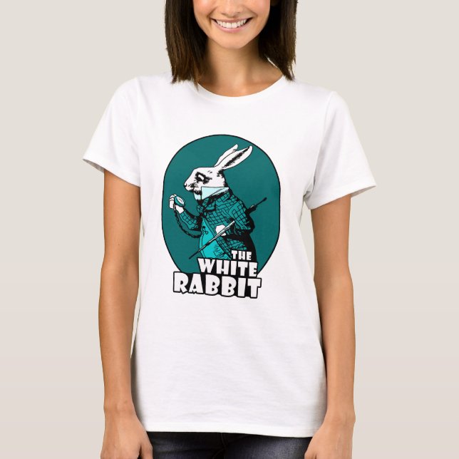Weißes Kaninchen-Logo aquamarin T-Shirt (Vorderseite)
