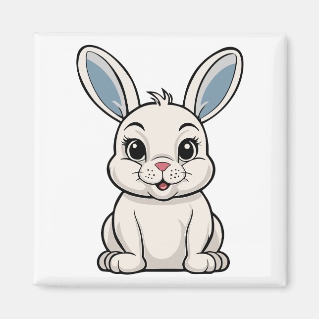 Weißes Kaninchen Magnet (Vorne)