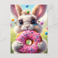 Weißes Kaninchen mit Donut