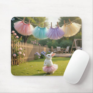 Weißes Kaninchen mit rosa Tutu Mousepad