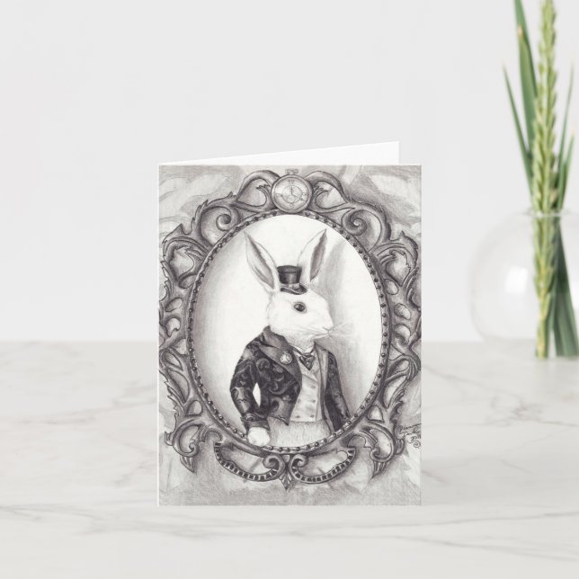 Weißes Kaninchen - Notecard Karte (Vorderseite)