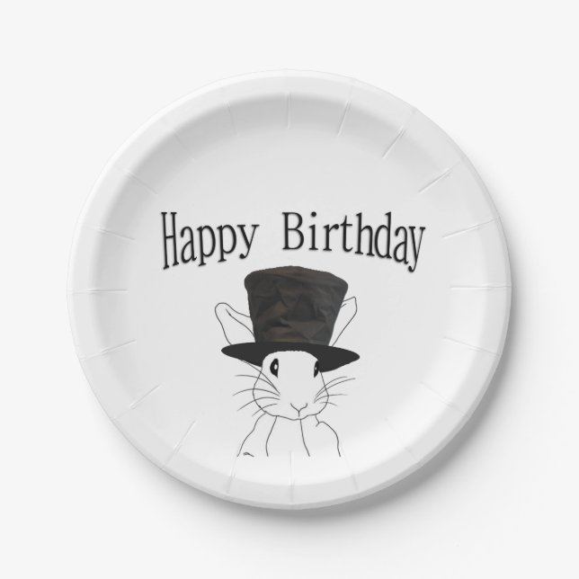 Weißes Kaninchen Pappteller (Vorderseite)