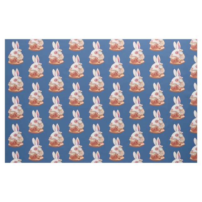 weißes Kaninchen-Popsurrealism-Illustrationsgewebe Stoff (Fat Quarter (45,7 x 55,9 cm))