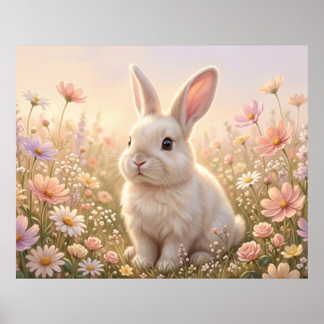 Weißes Kaninchen Poster (Vorne)