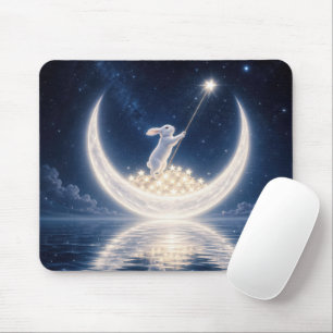 Weißes Kaninchen sammelt Sterne Mousepad