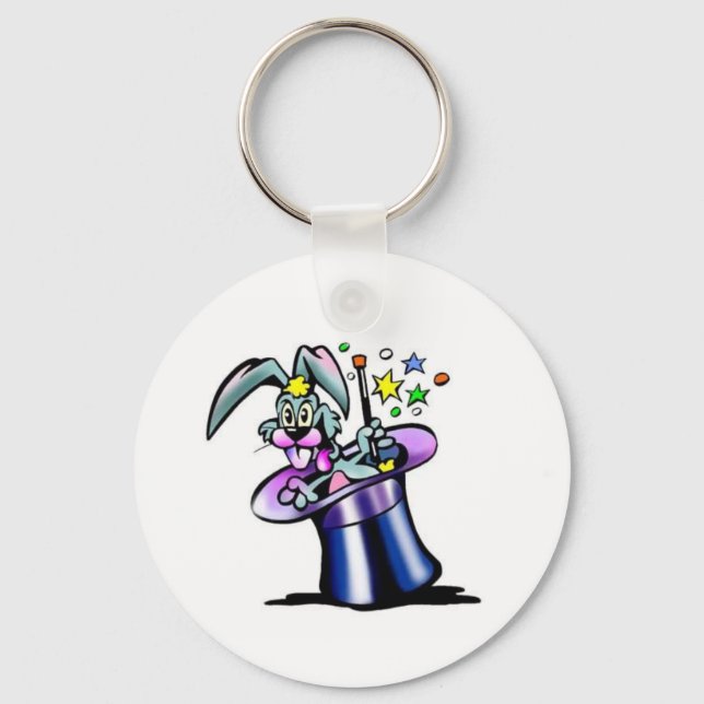 Weißes Kaninchen Schlüsselanhänger (Vorderseite)