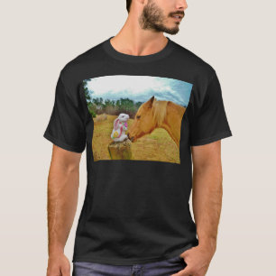 Weißes Kaninchen und Gelbes Pferd T-Shirt