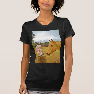 Weißes Kaninchen und Gelbes Pferd T-Shirt