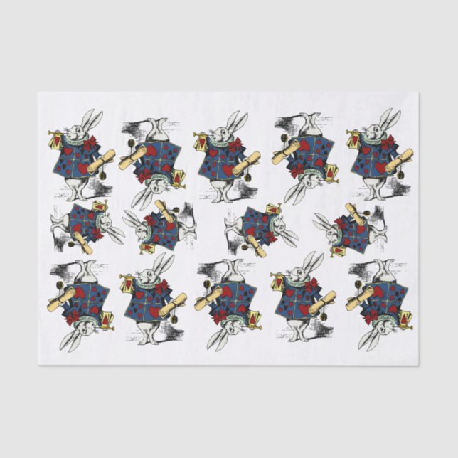 Weißes Kaninchen! Vintage klassische Alice im Seidenpapier (Vorderseite)