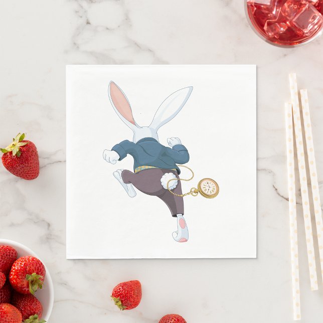 Weißes Kaninchen wegläuft Serviette (Von Creator hochgeladen)